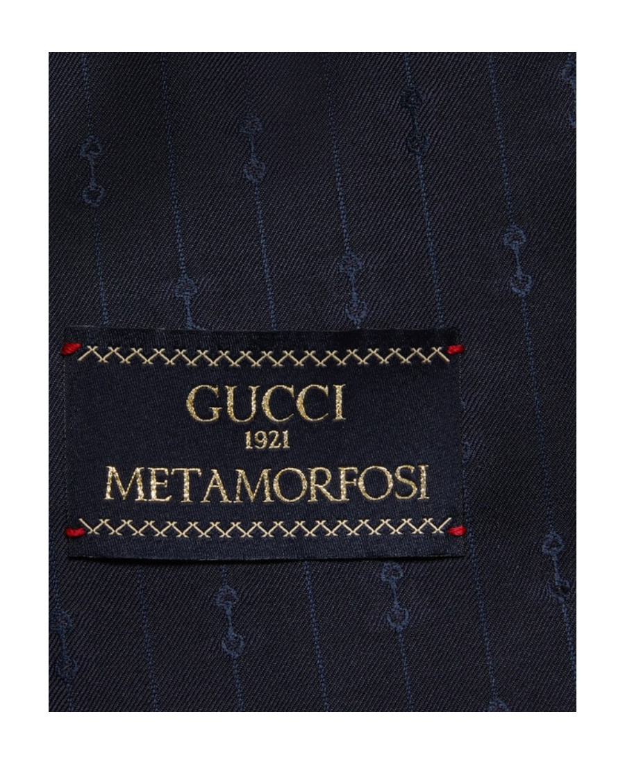 Gucci Horsebit Striped Wool Jacket In Blue