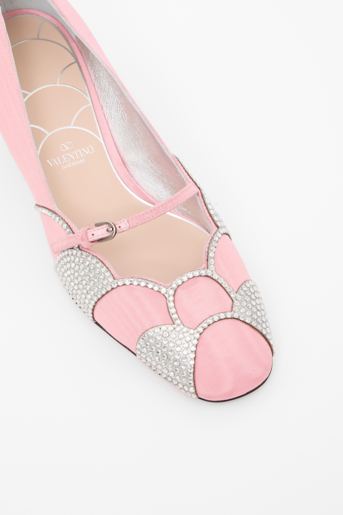Valentino Embellished Bow Detail Pumps With Low Block Heel In Pink