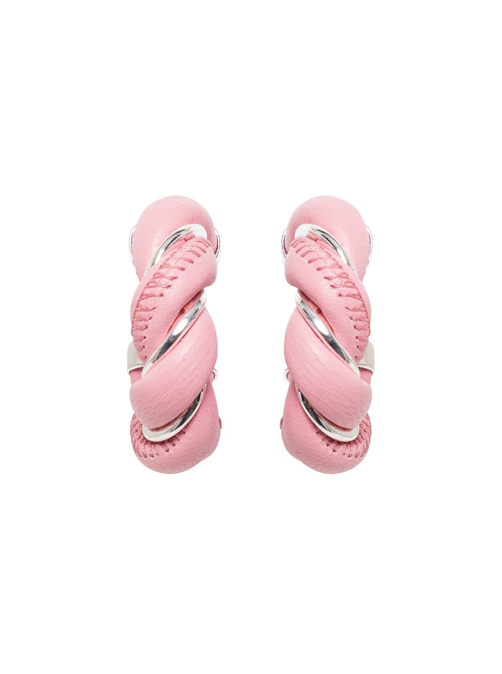 Bottega Veneta Twisted Hoop Earrings In Pink