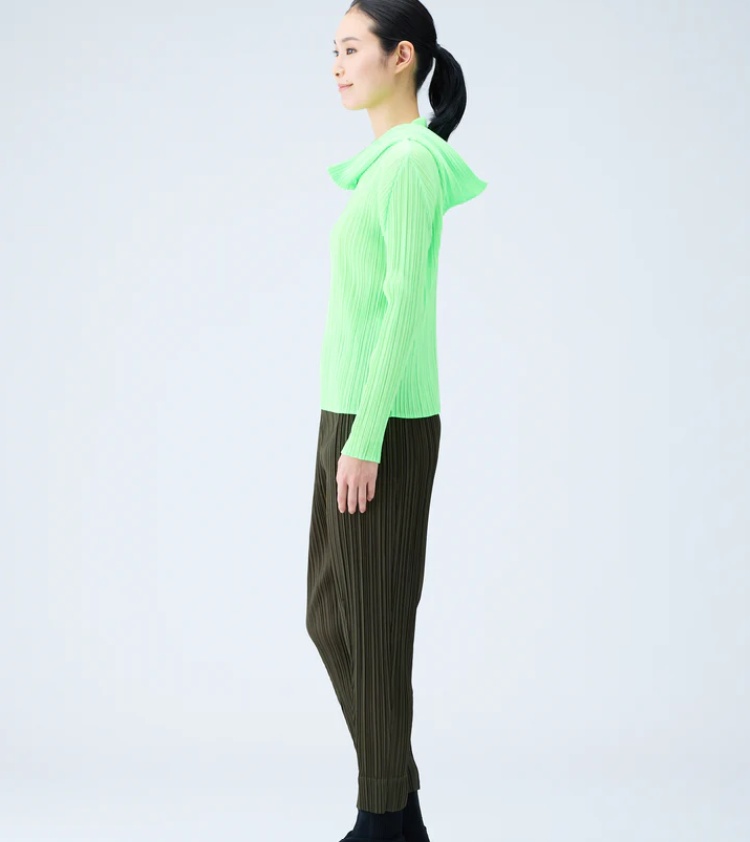 Shop Issey Miyake High-waisted Pleated Trousers In Green