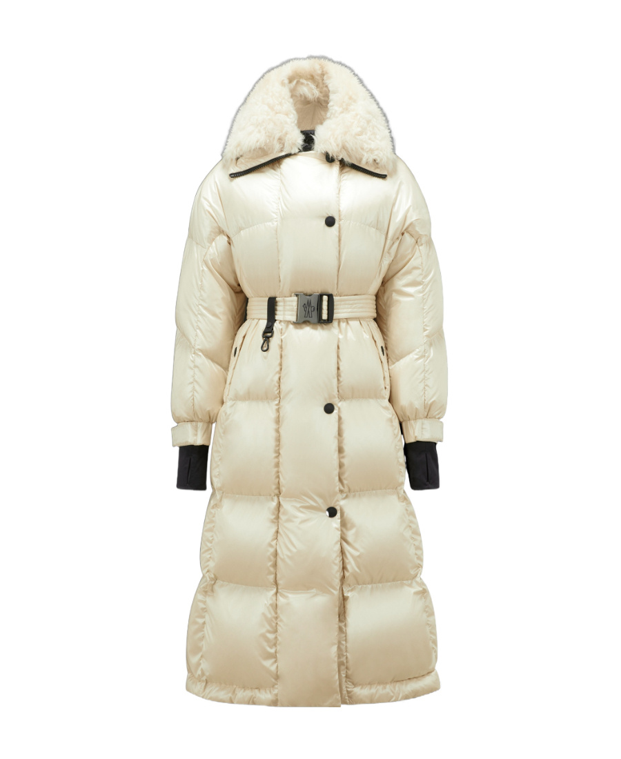 Moncler Chamoille Long-sleeved Down Jacket In Nude