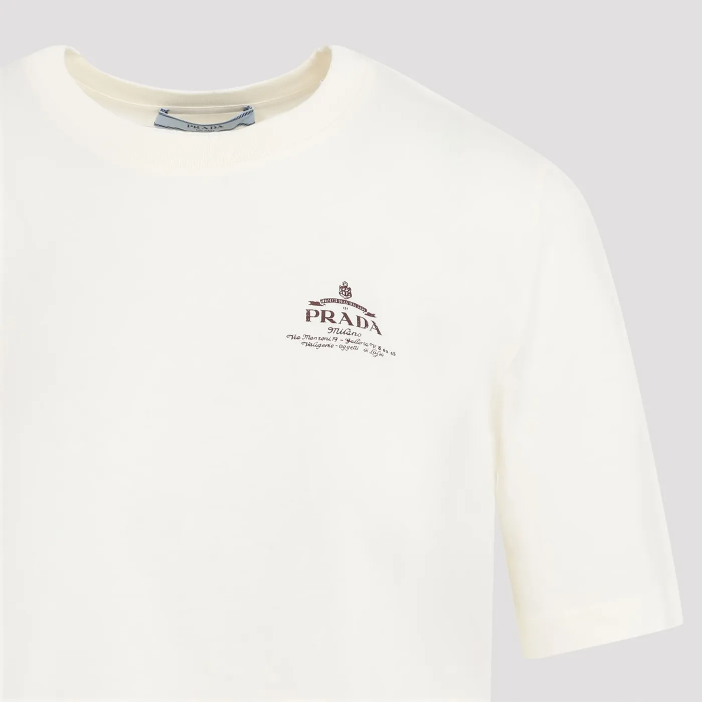 Prada Women Crop Logo Print T-shirt In White