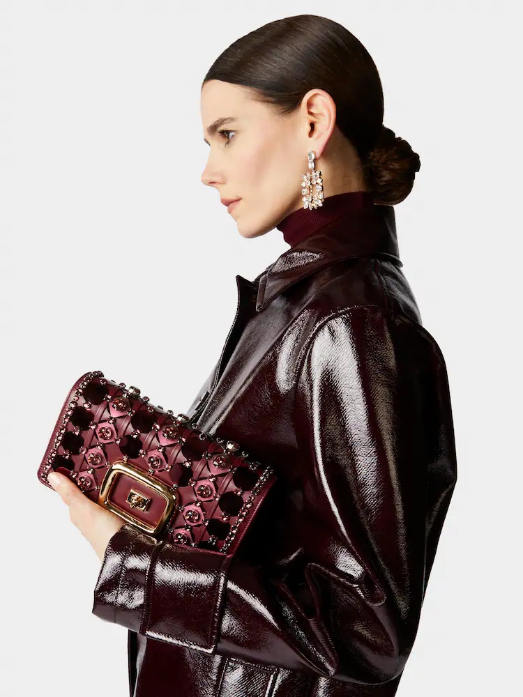 Roger Vivier Viv' Choc Disco Lock Mini Shoulder Bag In Red