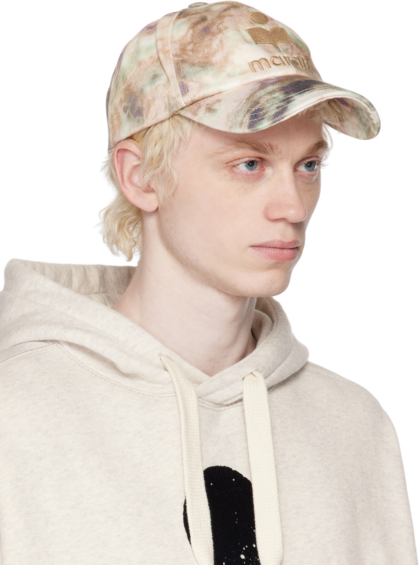 Isabel Marant Marbled-print Logo Cap In Nude