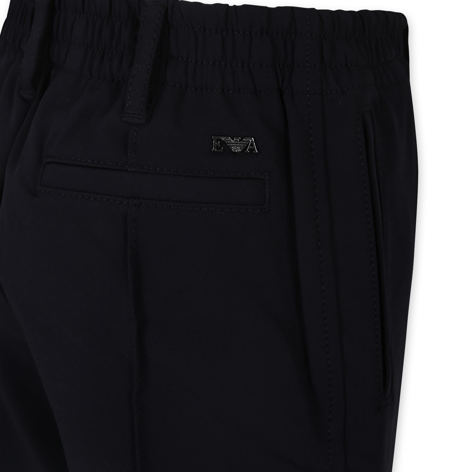 Emporio Armani Blue Trousers For Boy With Eagle In Black
