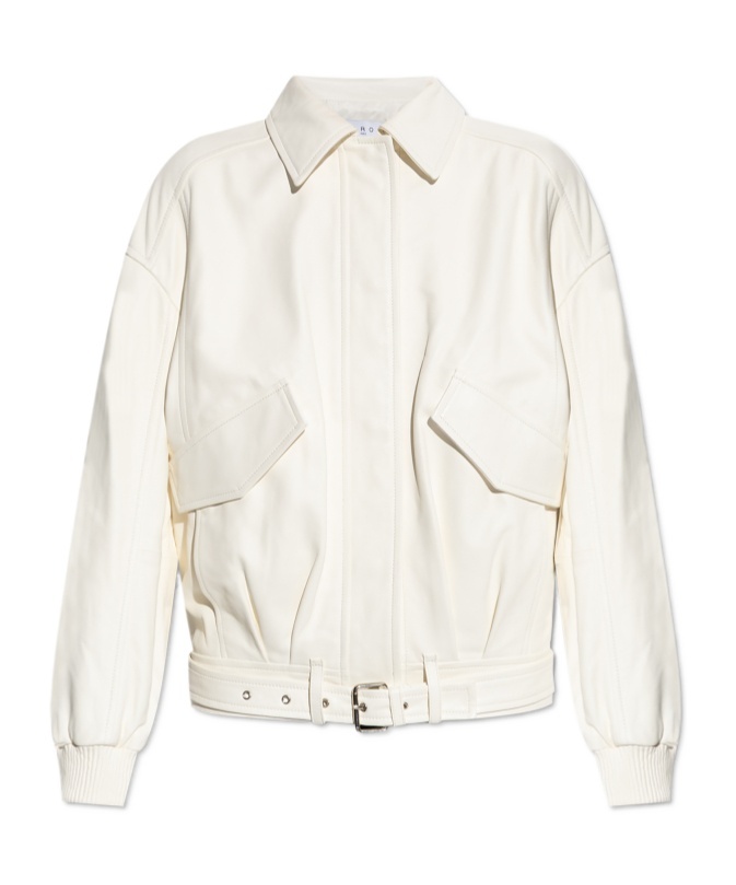 Iro Long Sleeve Leather Jacket In White