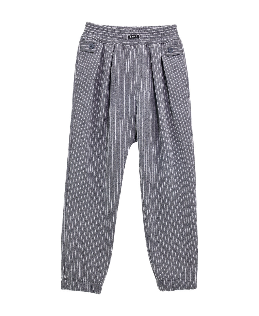 Monnalisa Striped Tailored-cut Trousers In Gray