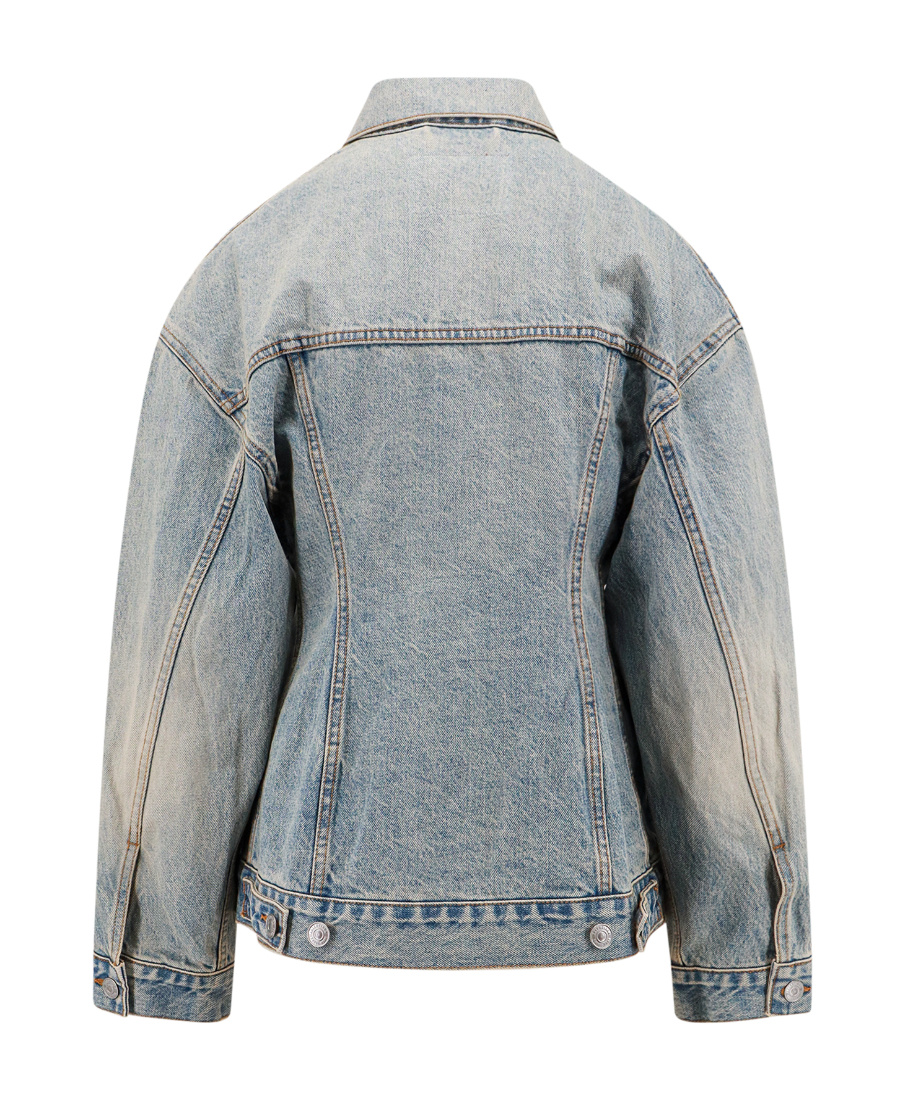 Balenciaga Hourglass-shaped Denim Jacket In Blue