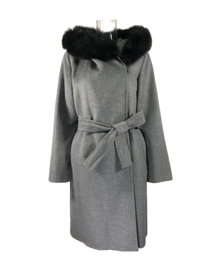 Max Mara Woolen Overcoat With Belt In Gray