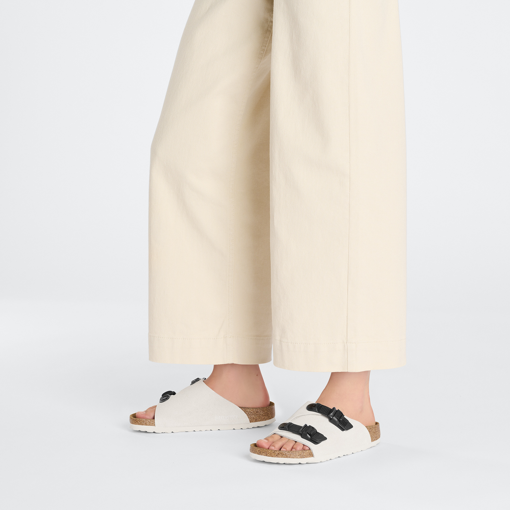 Birkenstock Zurich Tech Double-strap Suede Slides In White