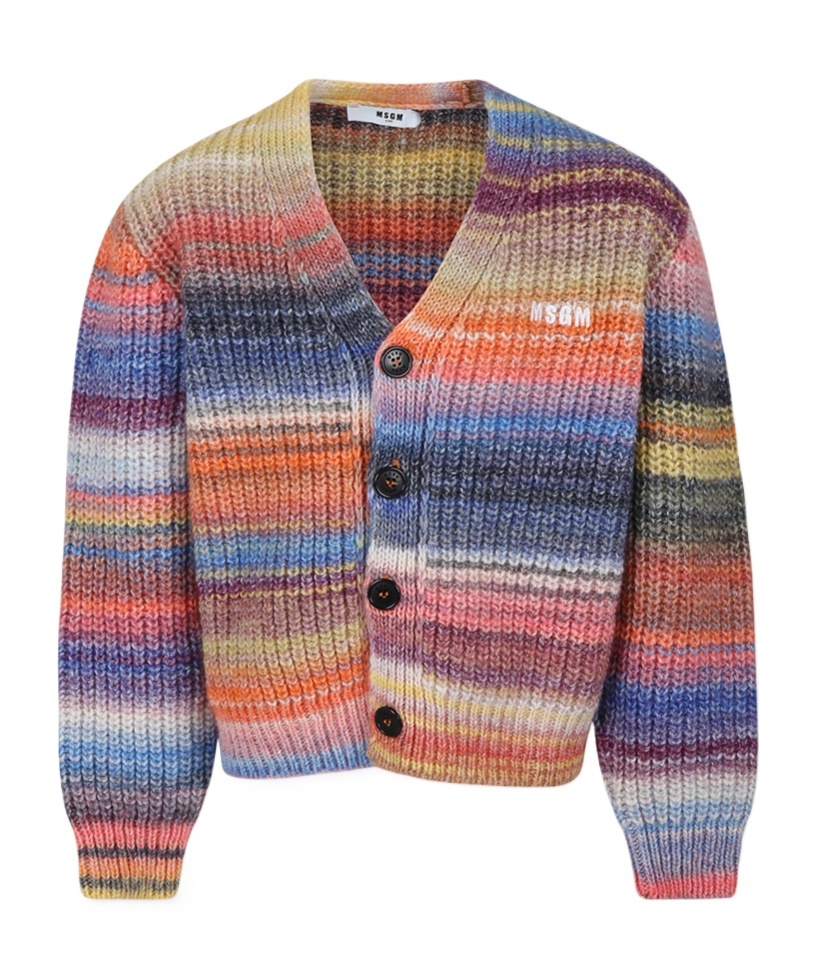 MSGM LOGO-EMBROIDERED CARDIGAN 