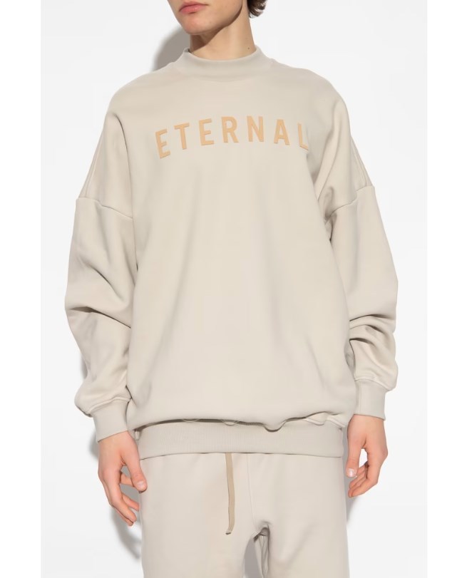 Fear Of God Logo-embroidered Long-sleeved Cotton Sweatshirt In Nude