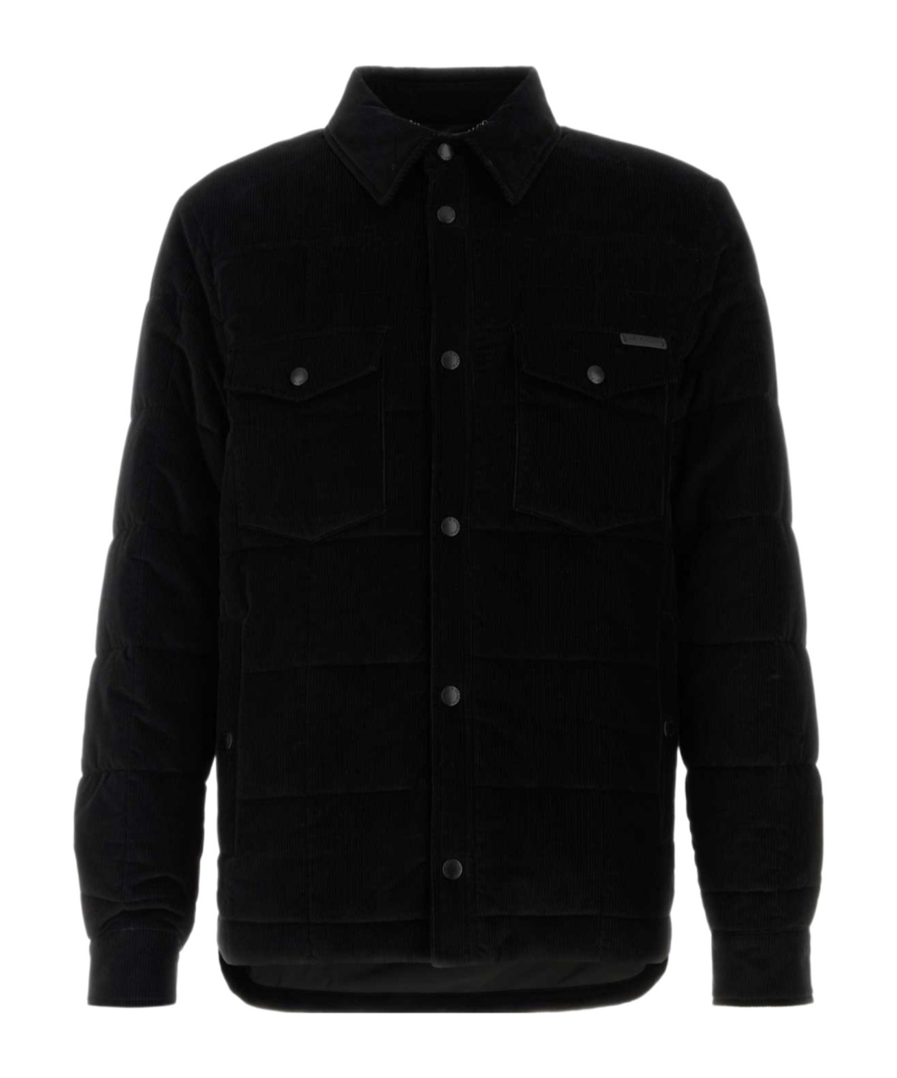 Dolce & Gabbana Black Corduroy Padded Jacket In Black