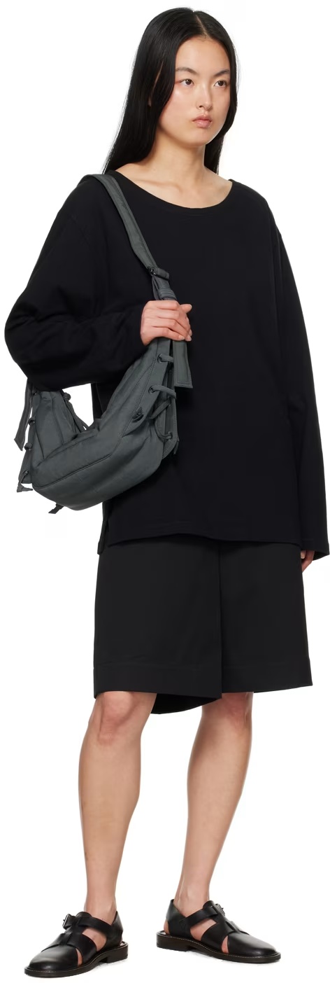 Lemaire Wide Neck Long-sleeved T-shirt In Black