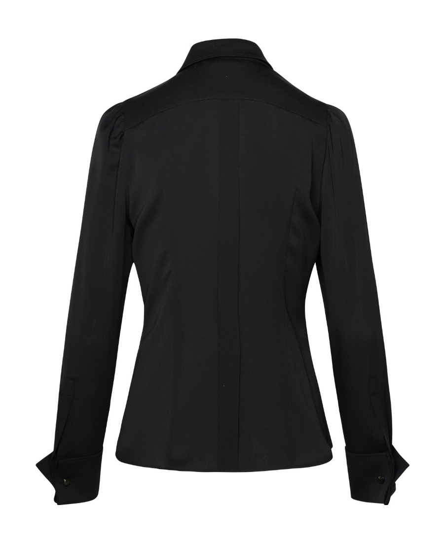Max Mara Button Detailed Long-sleeved Blouse In Black