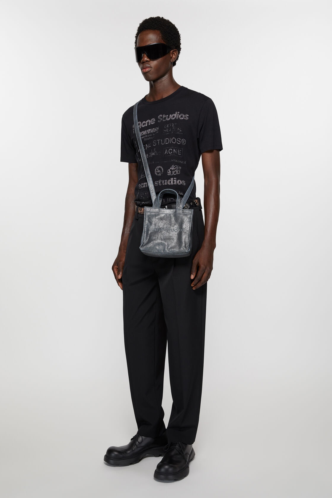 Acne Studios Mini Logo Tote Bag In Gray