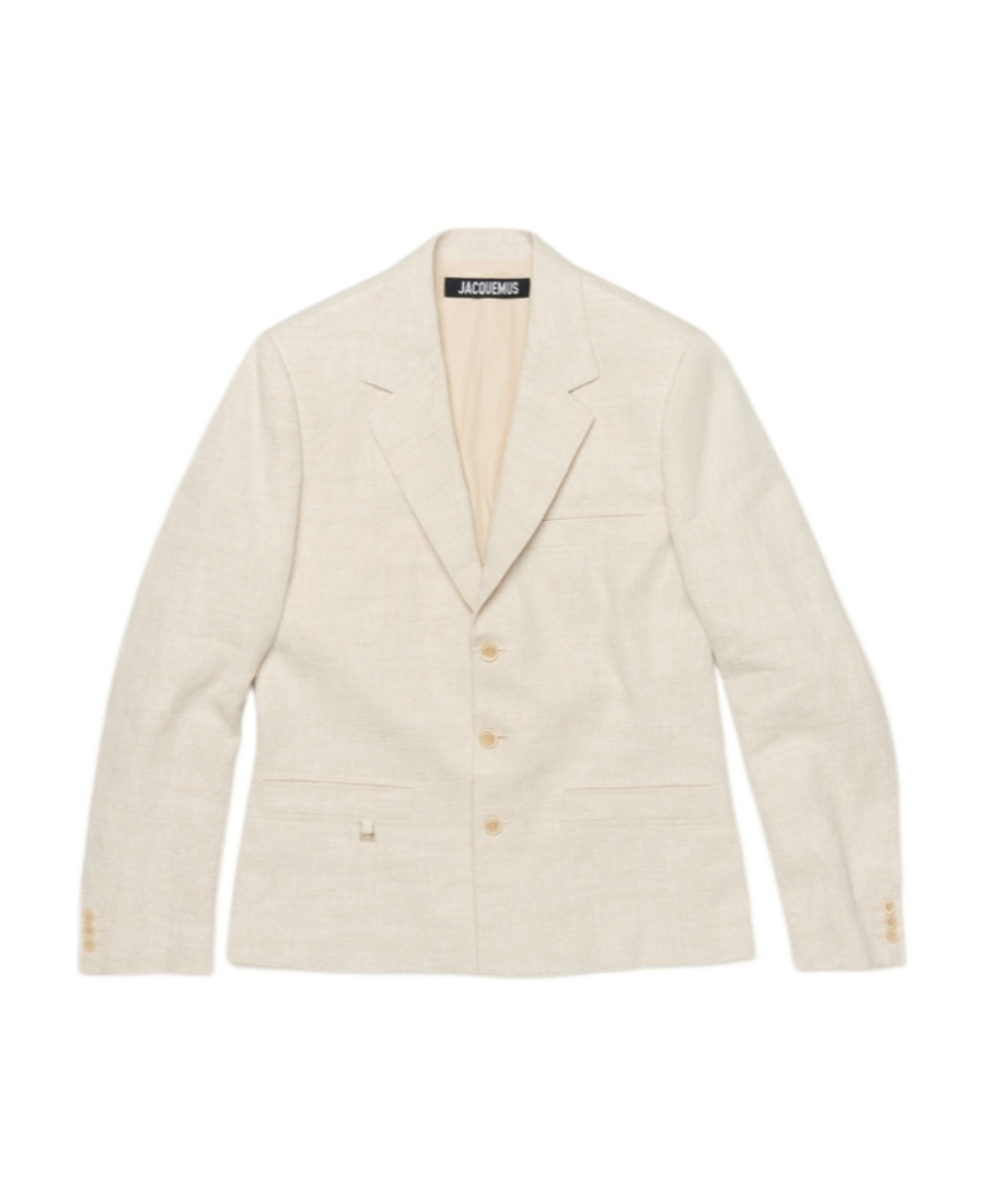Jacquemus Single-breasted Silk-blend Blazer In White