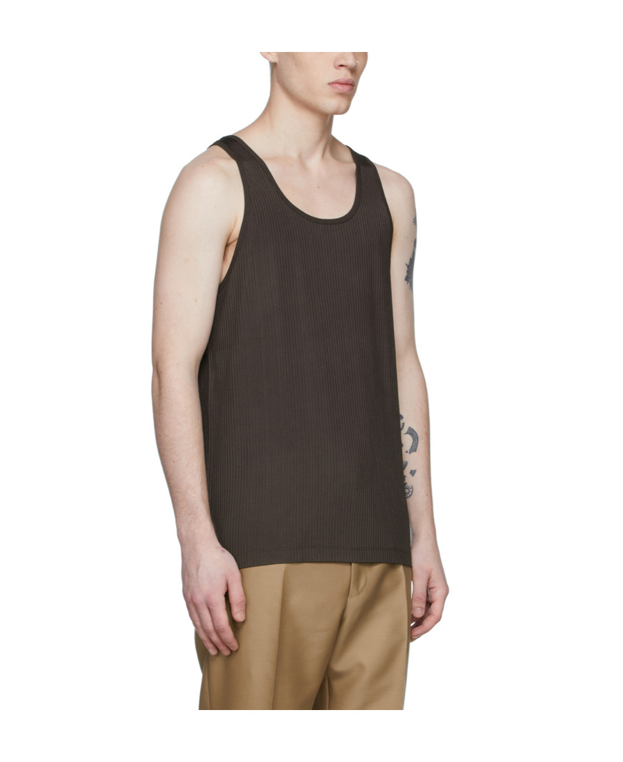 Tom Ford Logo Round Collar Rib Knitted Sleeveless Vest In Black
