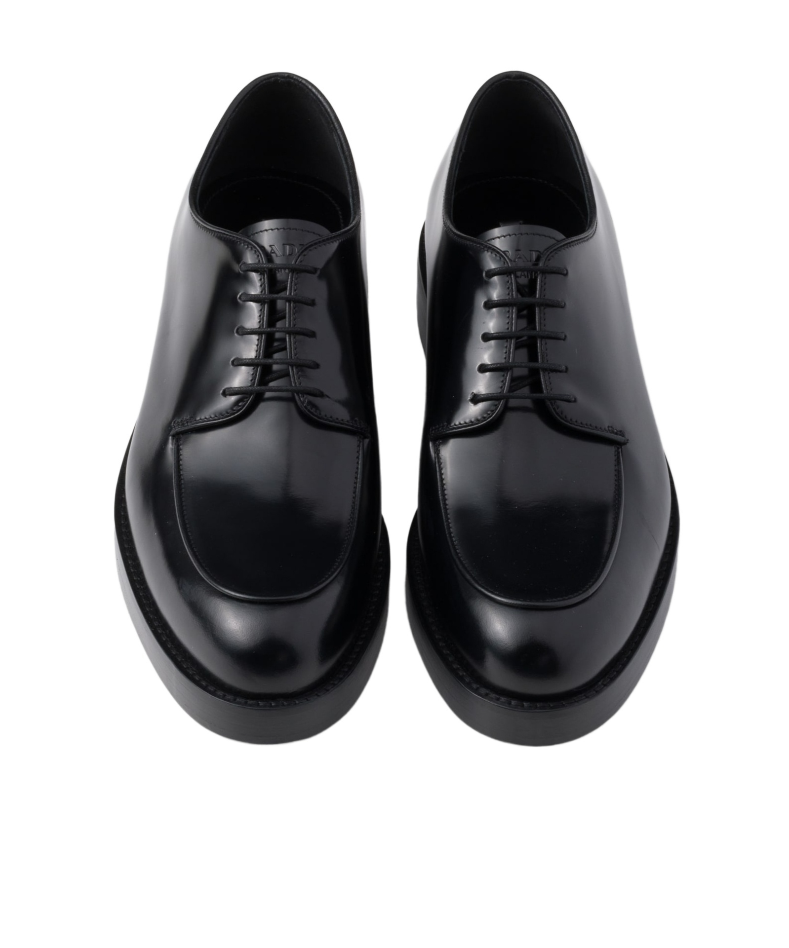 Prada Lace-up Shoes In Patent Leather In Black