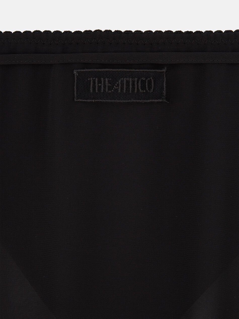 Attico Chic Low-waisted Midi Skirt With Feather Embellishment In Black