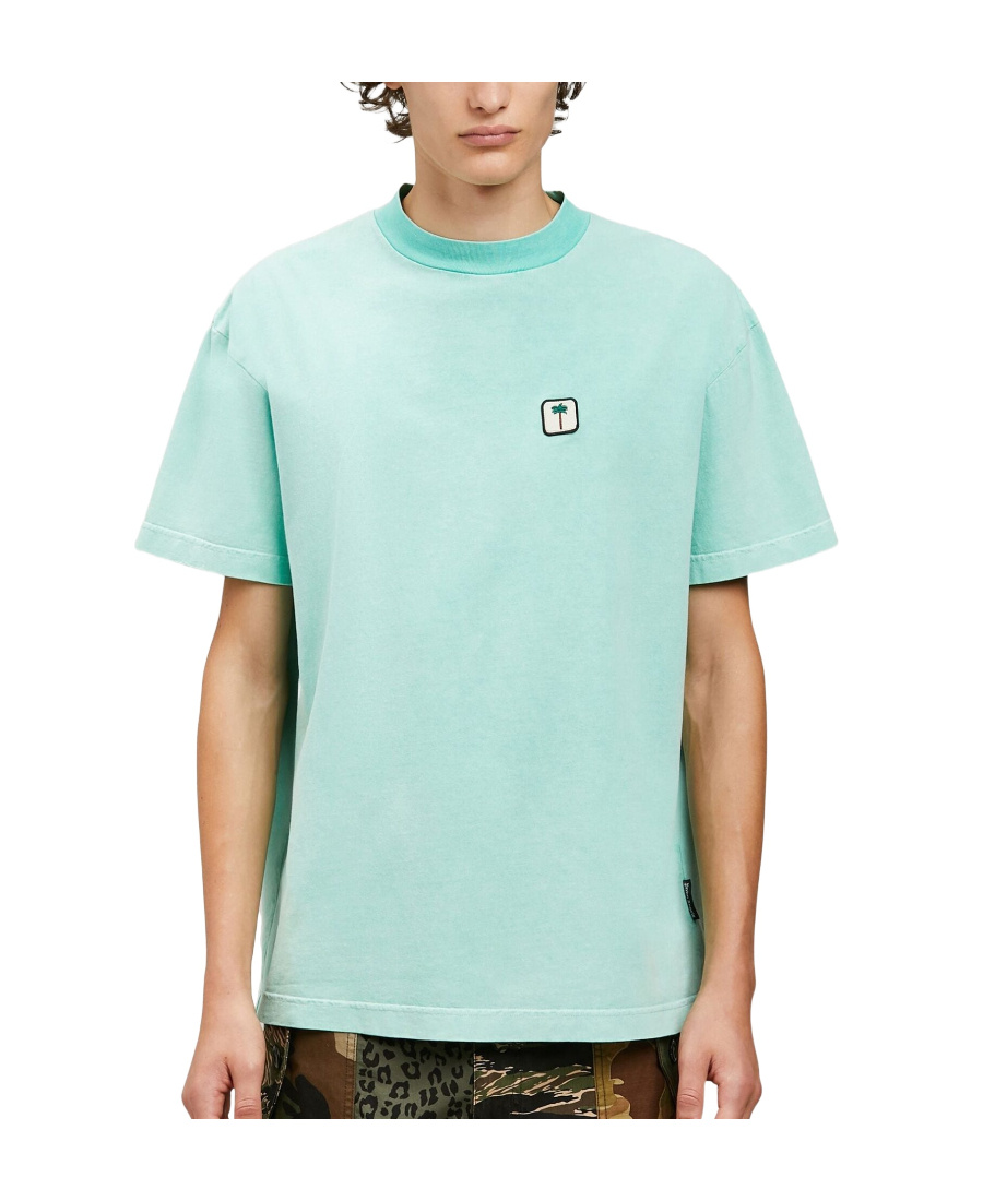 Palm Angels Palm Tree-logo Cotton T-shirt In Blue