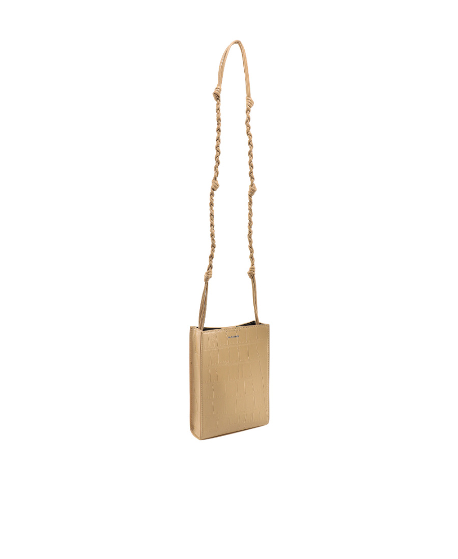 Jil Sander Tangle Crocodile-effect Crossbody Bag In Nude