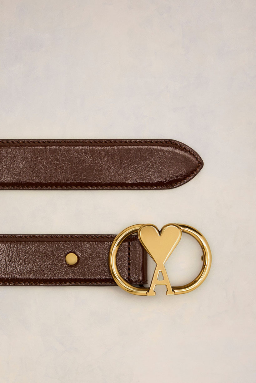 Ami Alexandre Mattiussi Logo Belt In Brown