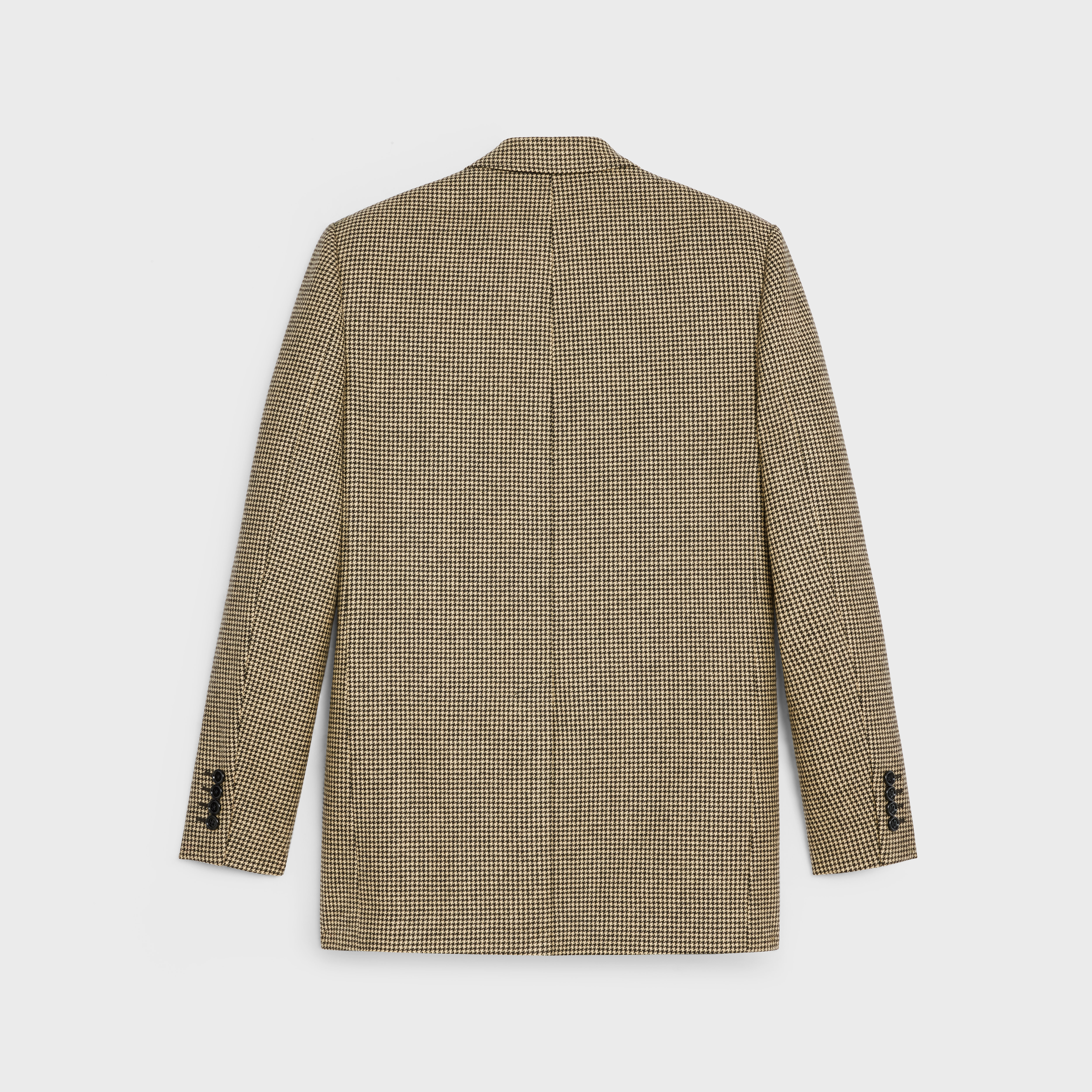 Celine Wool Thousand-bird Checkered Jacket In Nude