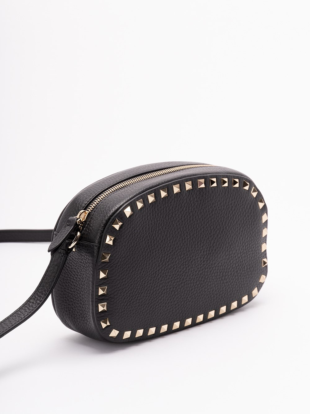 Valentino Zipper Shoulder Bag In Black