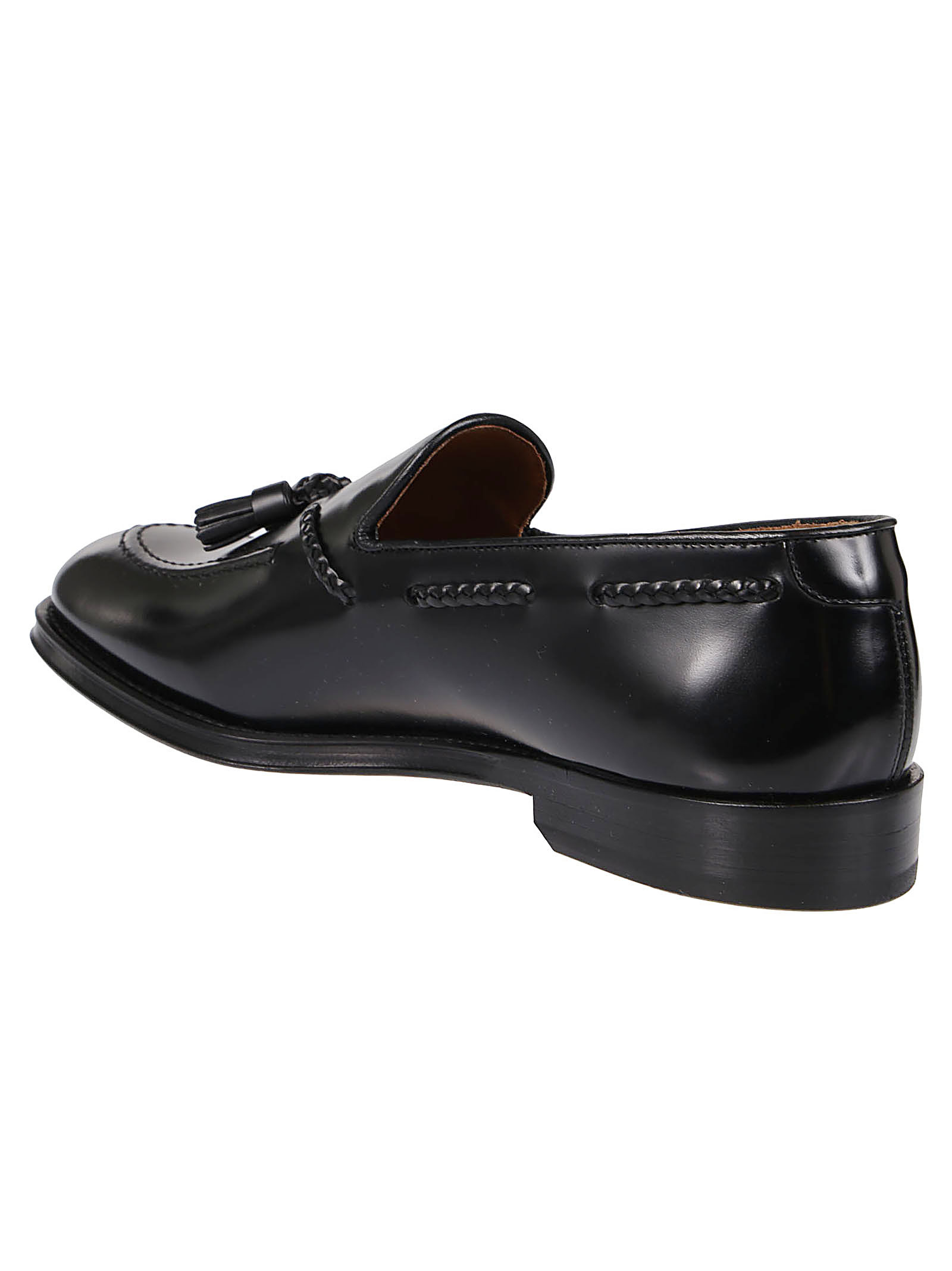 Doucal's Black Slip-on Loafers With Tassel Detail In Black