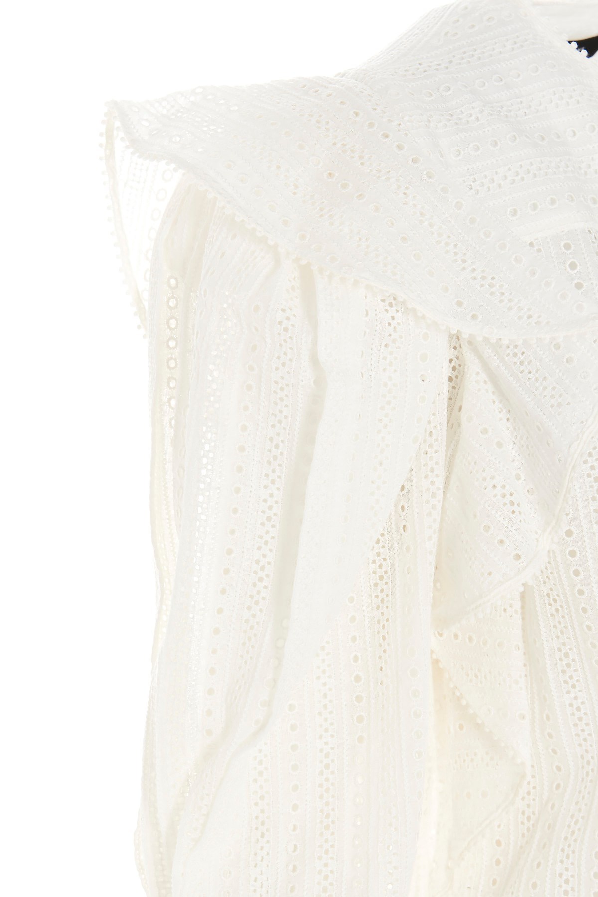 Isabel Marant Broderie Anglaise Ruffle-trim Blouse In White Cotton In White