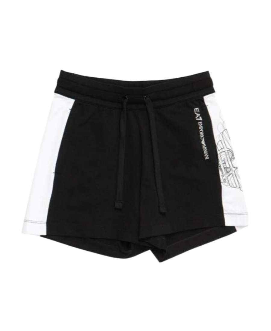 Ea7 Logo Drawstring Sports Shorts In Black
