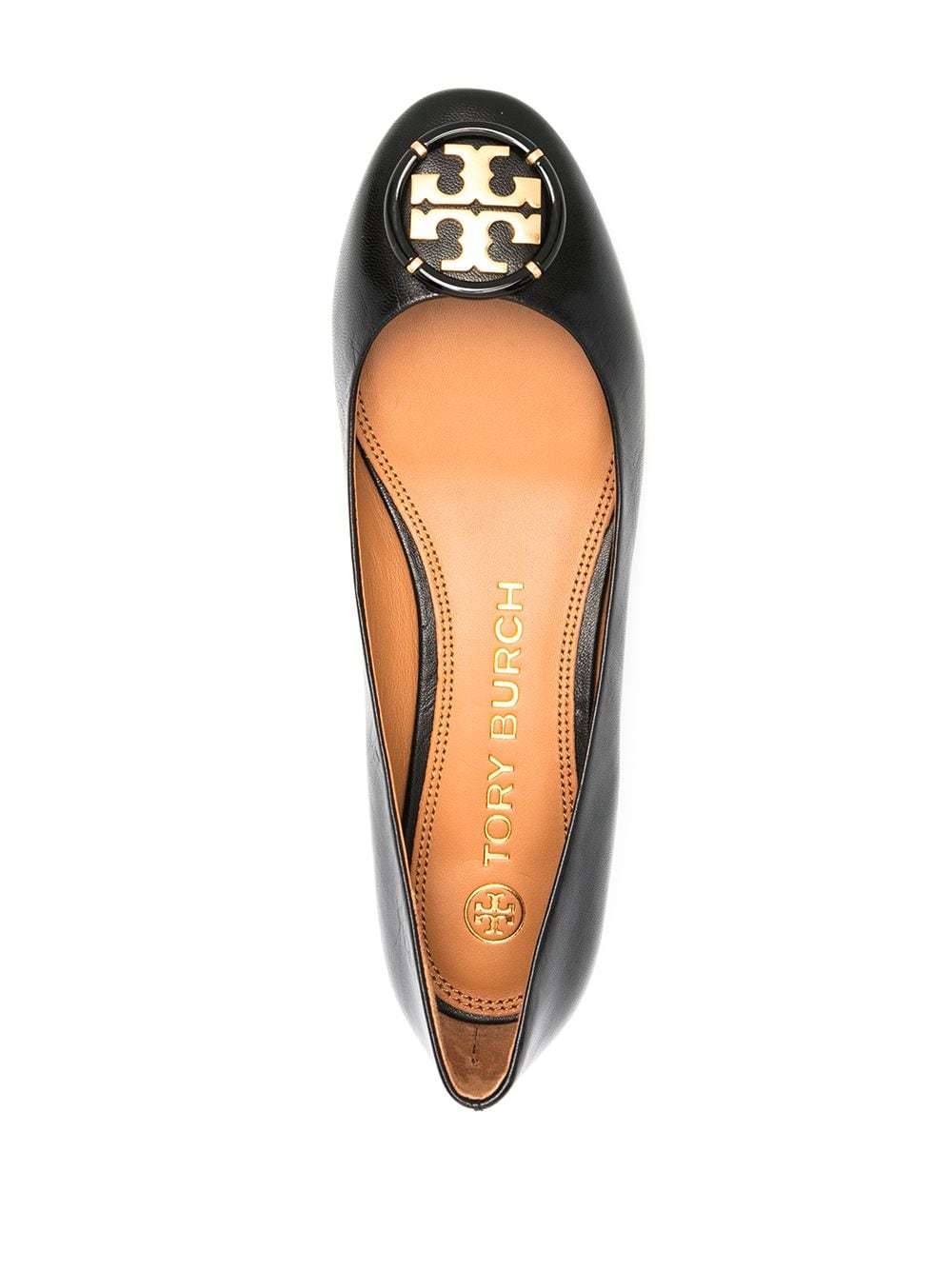 Tory Burch Logo Plaque Block Heel Pumps In Black