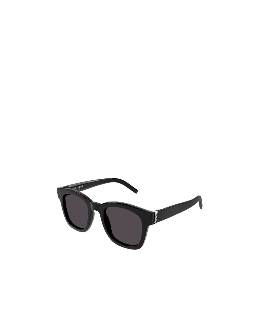 Saint Laurent Ysl-plaque Square-frame Sunglasses In Black