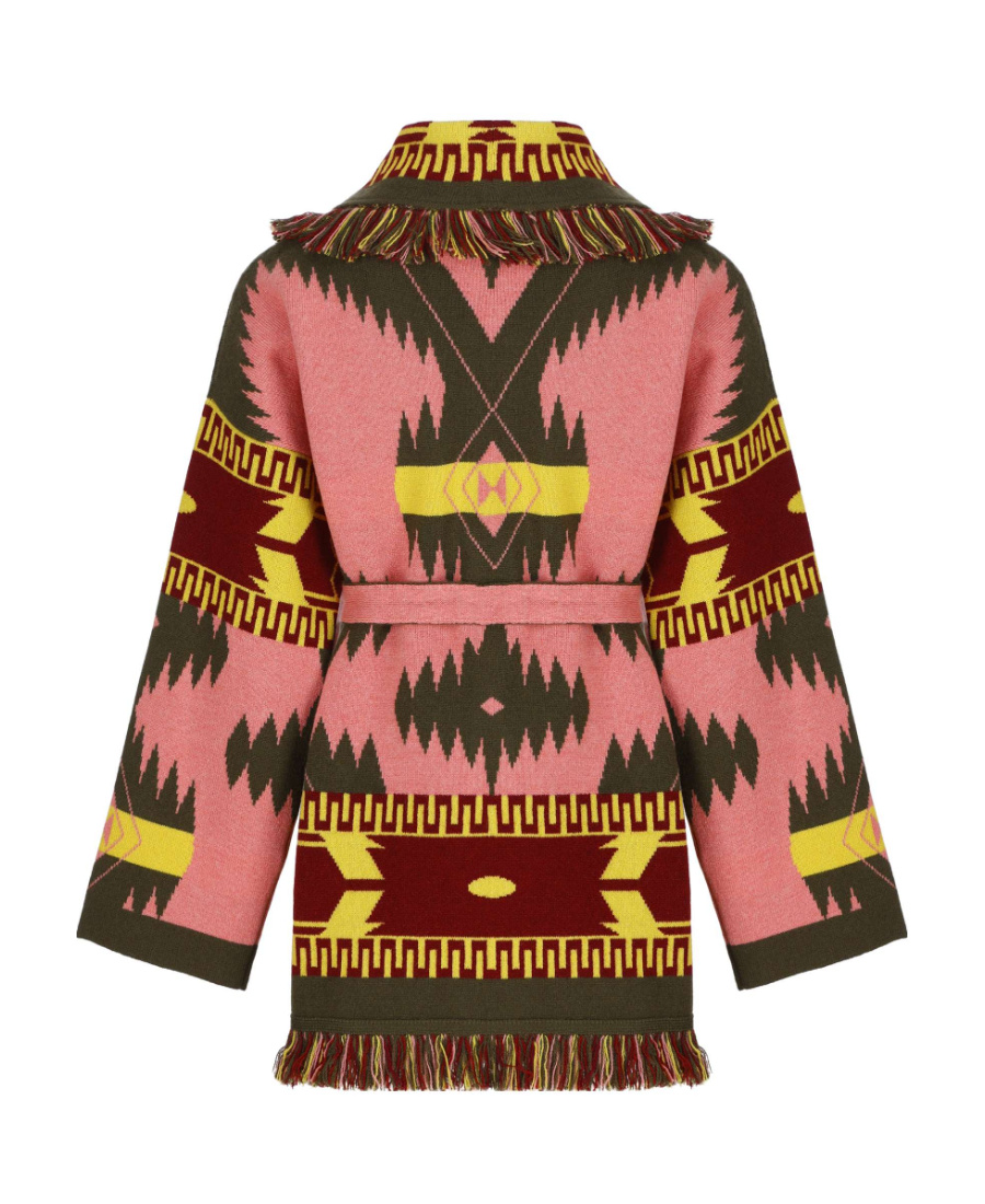 ALANUI INTARSIA-KNIT BELTED CADIGAN