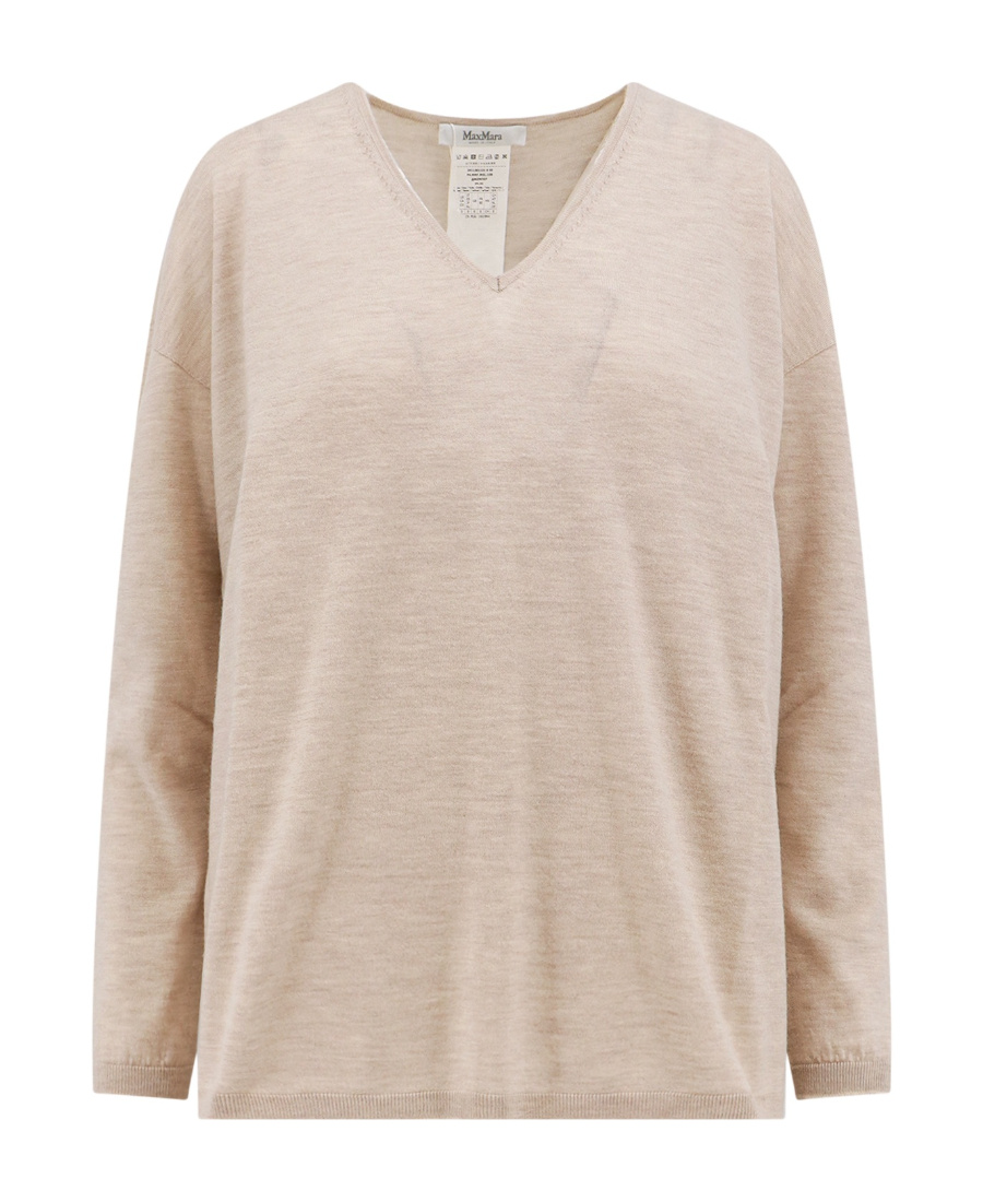 Max Mara Long-sleeved Knitted Pullover In Nude