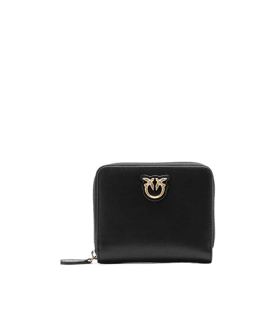 Pinko Logo Plaque Zip-around Wallet In Black