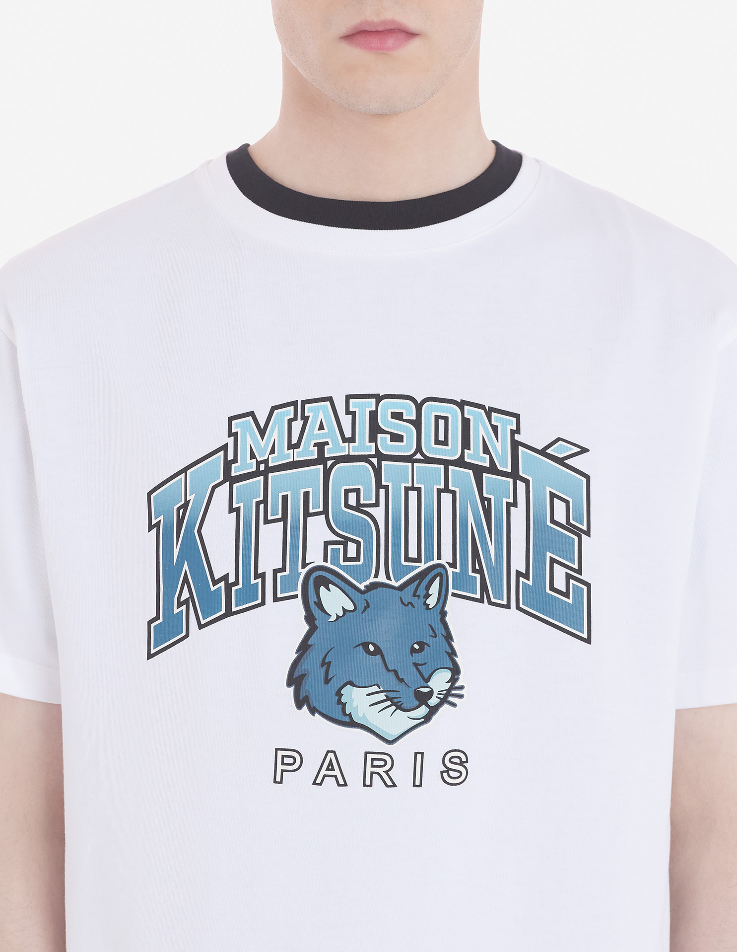 Maison Kitsuné Maison Kitsune T Shirt With Campus Fox Print In White