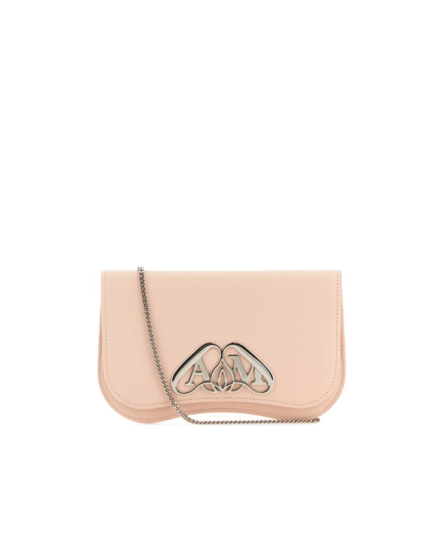 Alexander Mcqueen Logo-plaque Leather Crossbody Bag In Nude