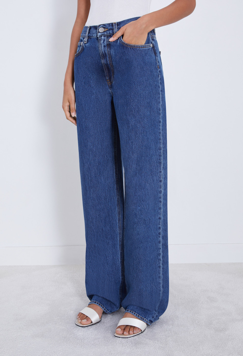 Loulou Studio Belt Ring Denim Trousers In Blue