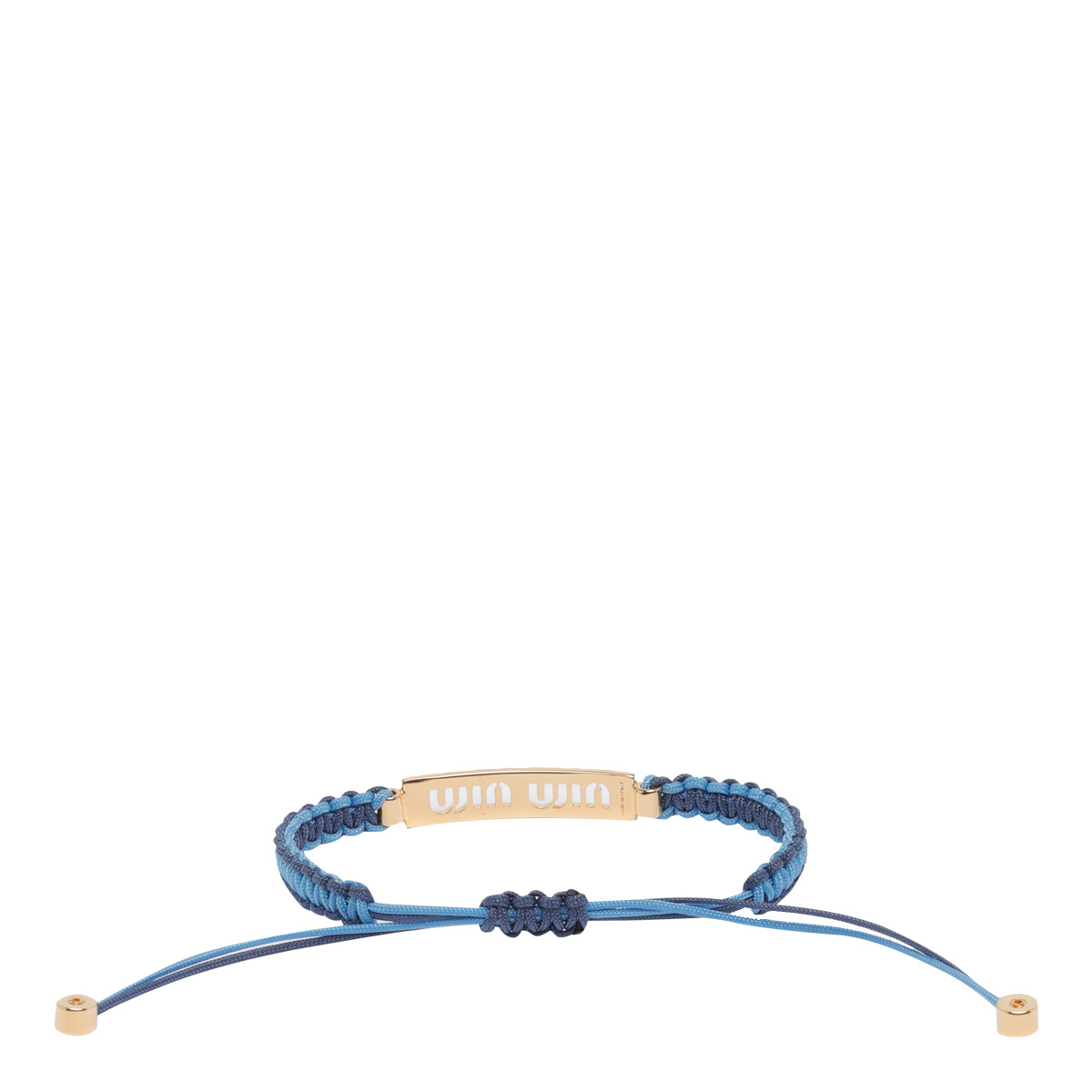 Miu Miu Adjustable Cord Bracelet Gold Tone Accents In Blue