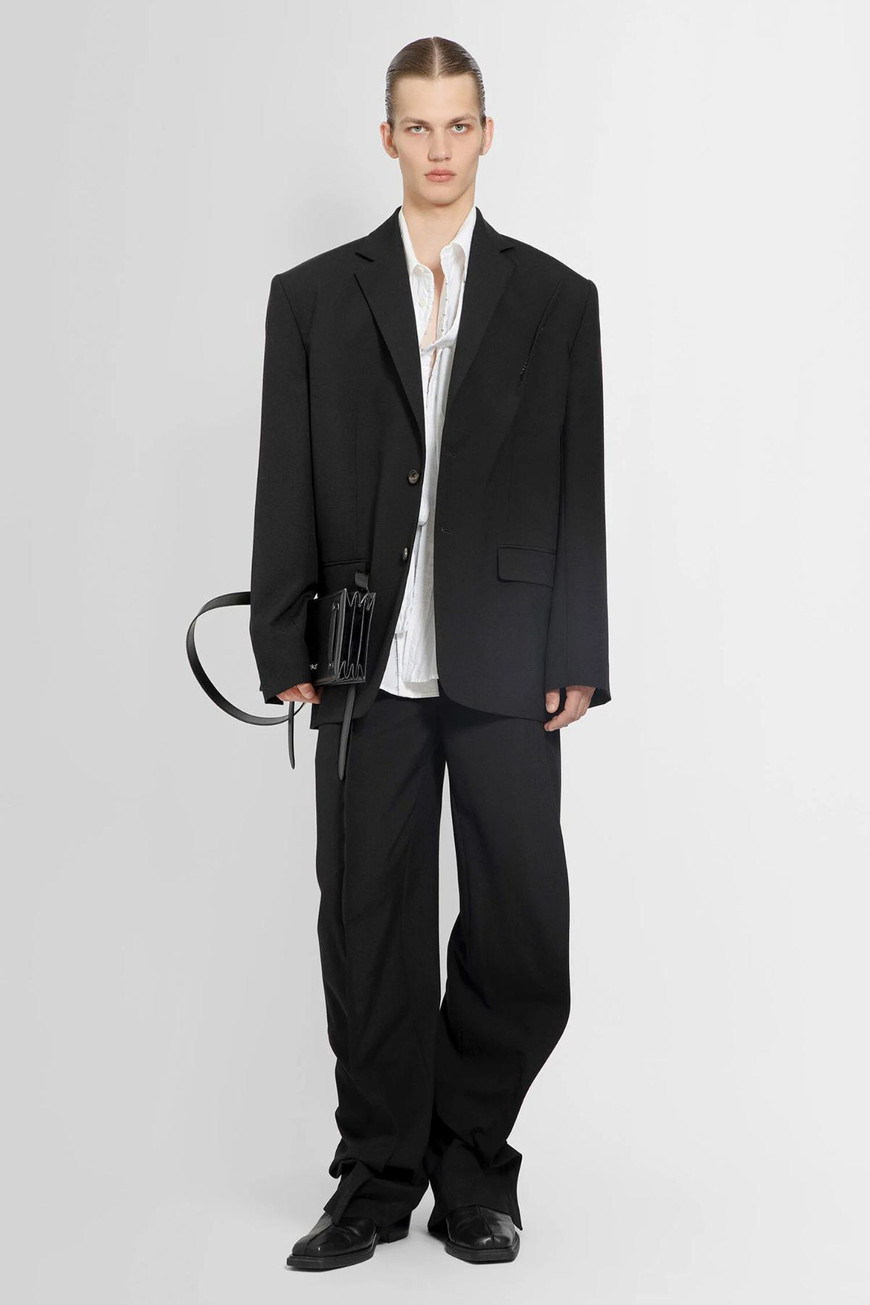 Y/project Wool Tapered Trousers In Black