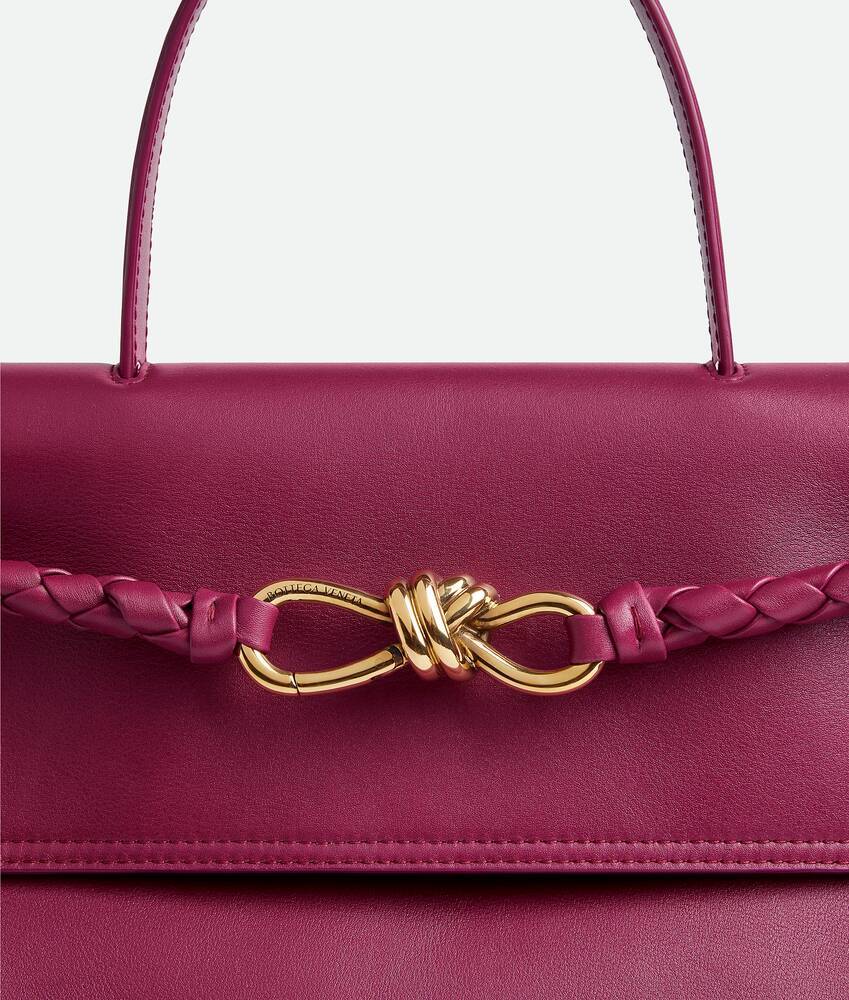 Bottega Veneta Andiamo Medium Leather Top-handle Bag In Red