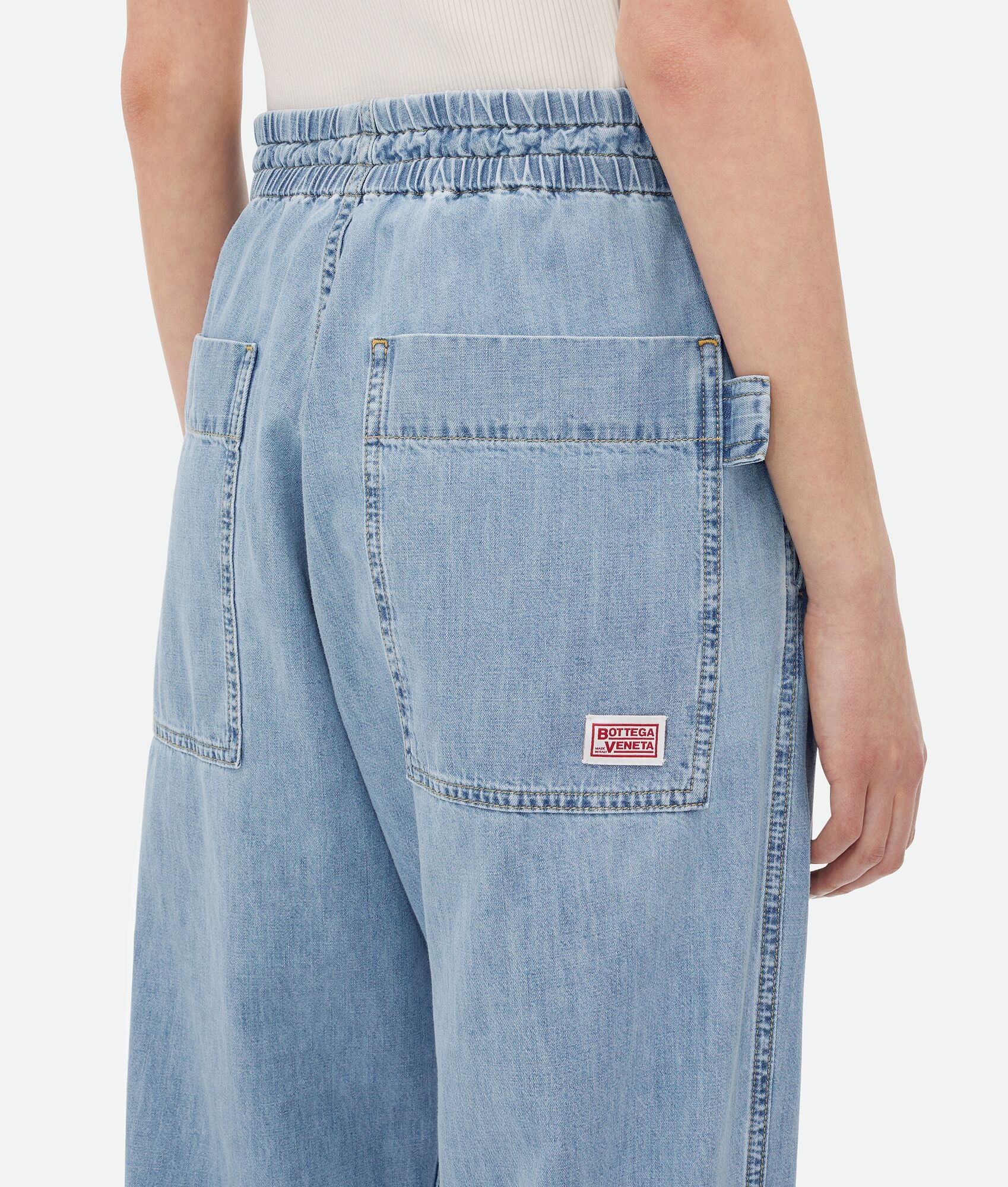 Bottega Veneta Light Bleached Elasticated Denim In Blue