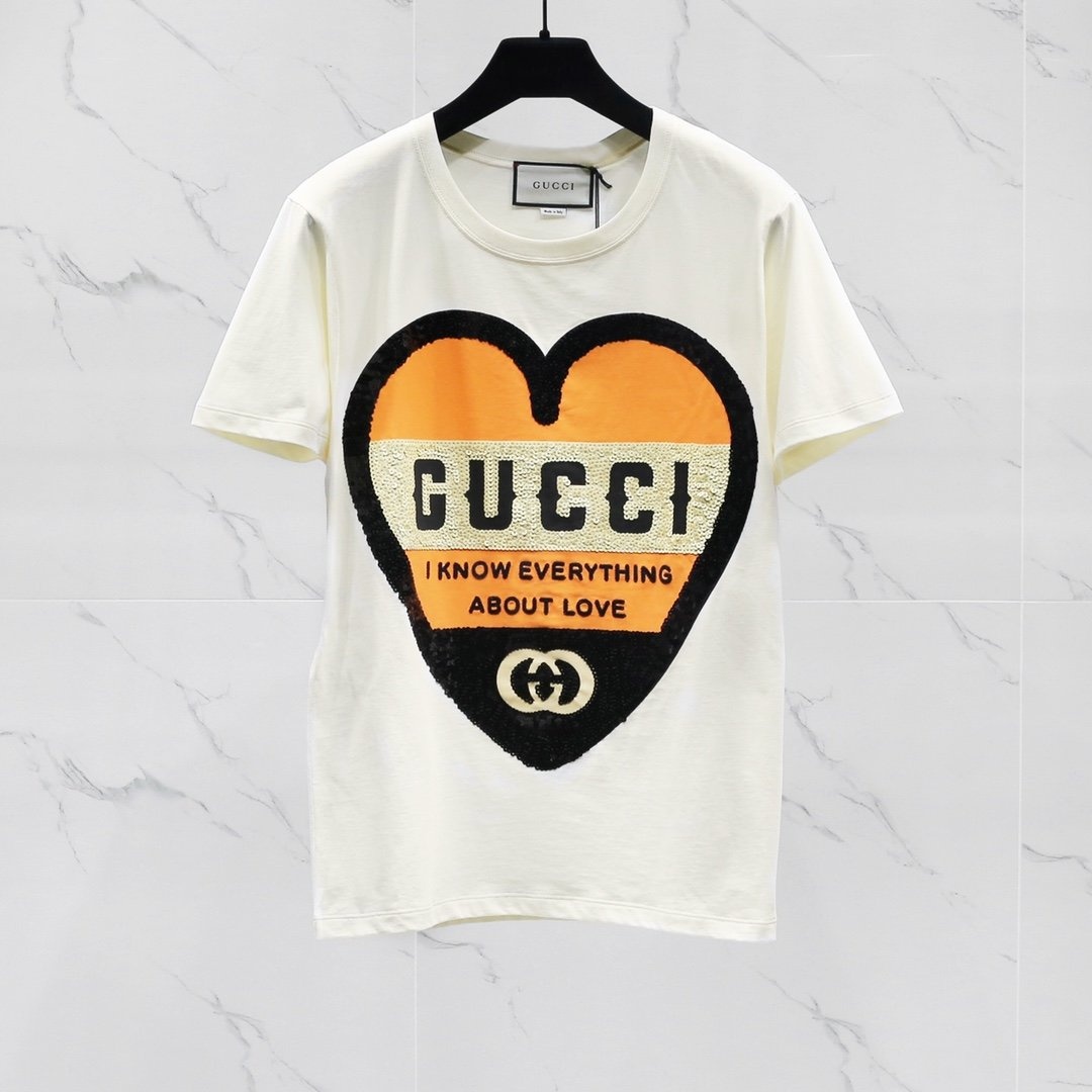 Gucci Printed Round Collar T-shirt In White