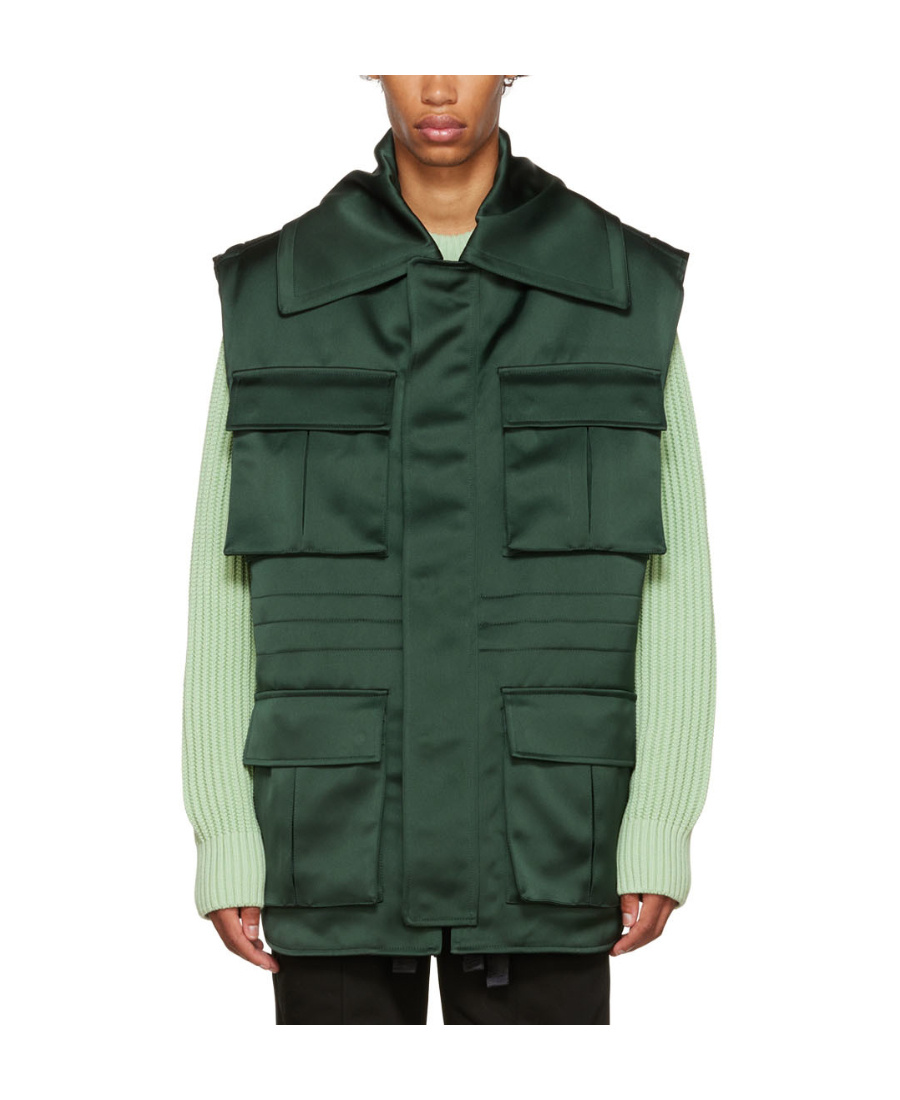 Ami Alexandre Mattiussi Pocket-detail Flared Gilet In Green
