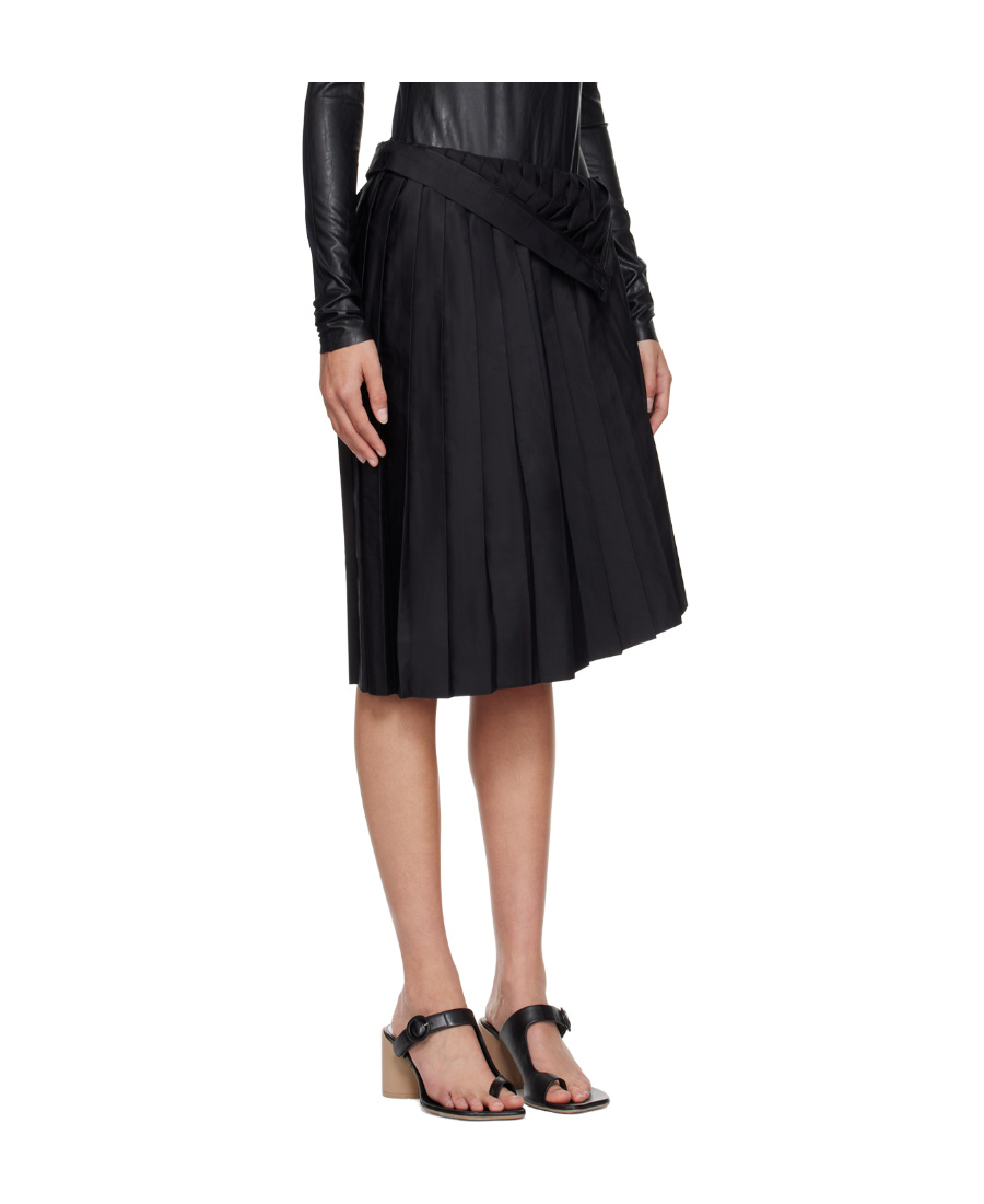 Mm6 Maison Margiela Black Pleated Midi Skirt In Black