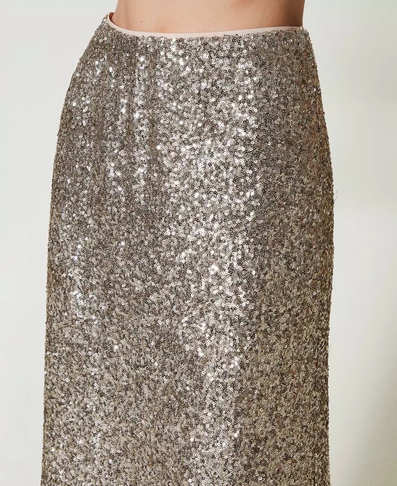 TWINSET SEQUIN-EMBELLISHED MIDI SKIRT