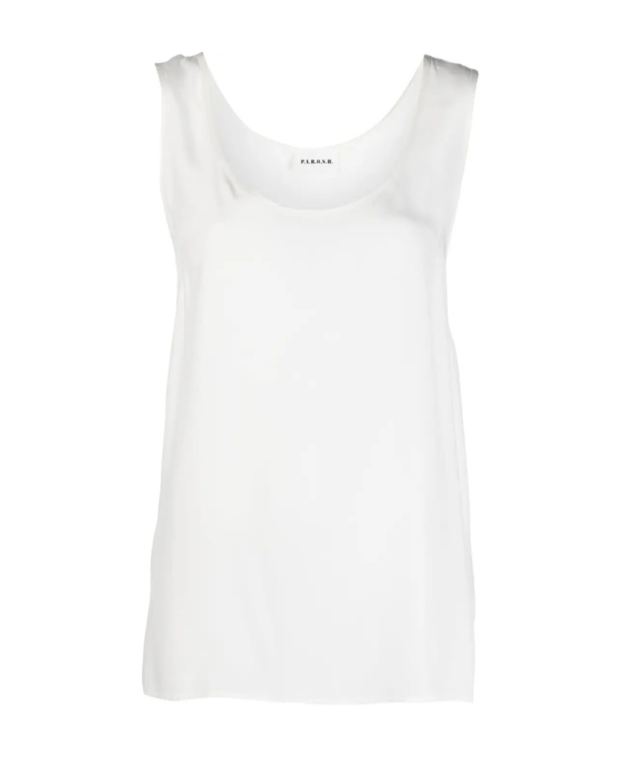 P.a.r.o.s.h Loose-fit Silk Sleeveless Top In White