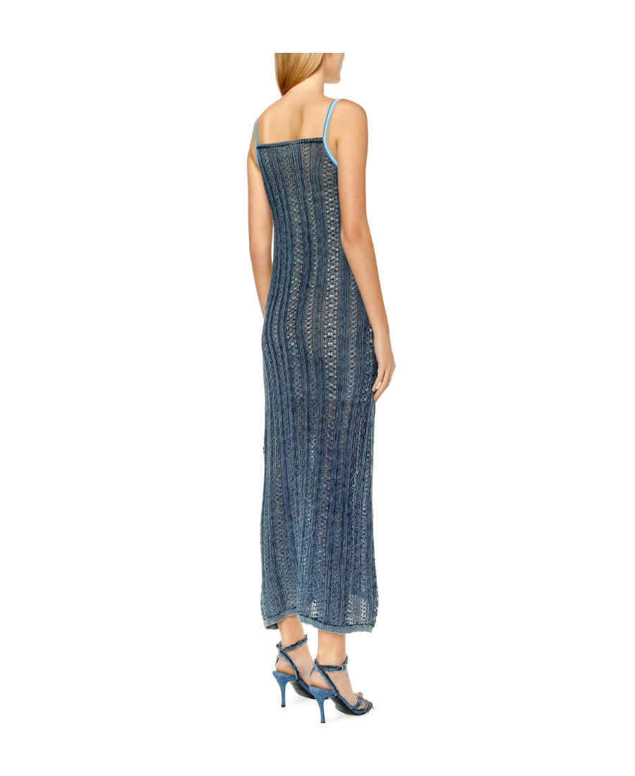 Diesel Logo-patch Knitted Dress In Blue